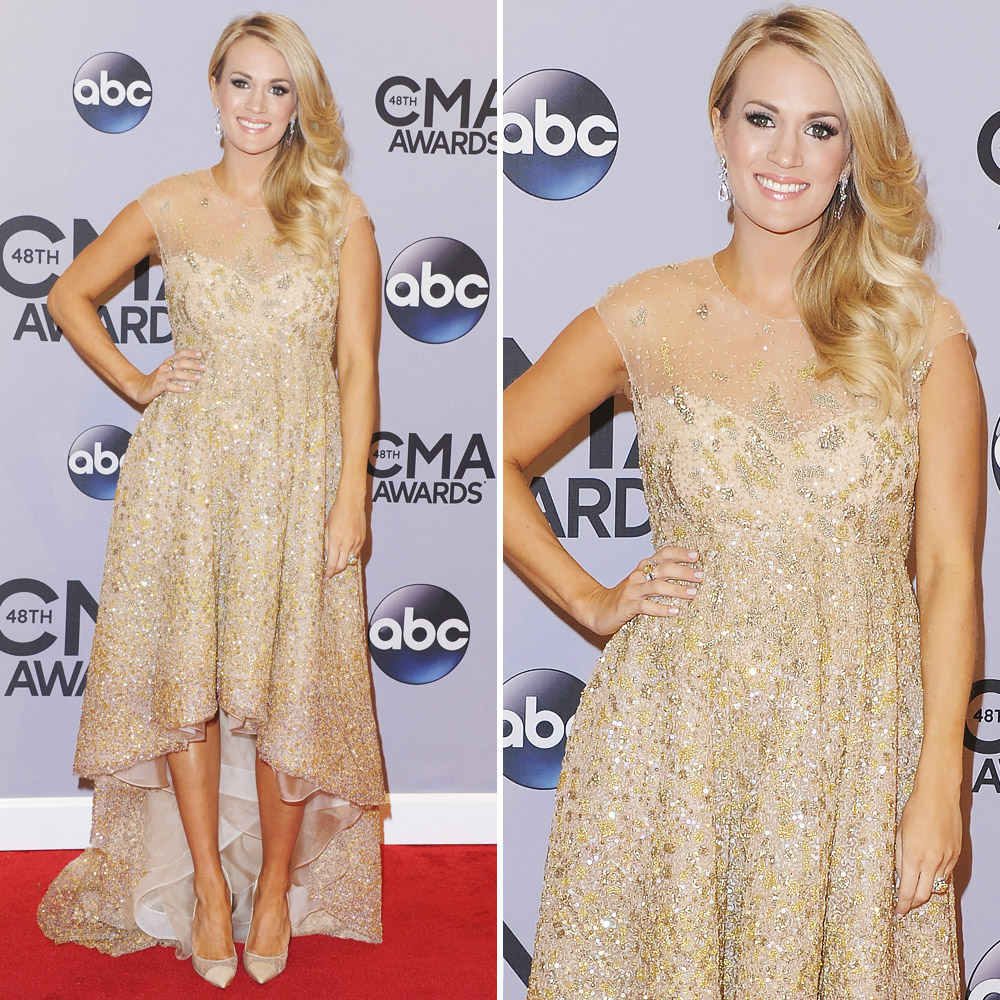 Carrie Underwood Dresses and Outfit Changes at CMA Awards 2014