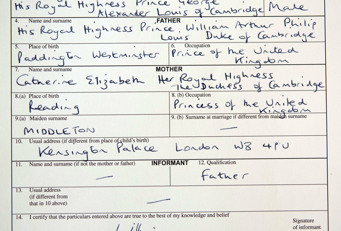 Prince Louis #39 Birth Certificate Has Been Revealed