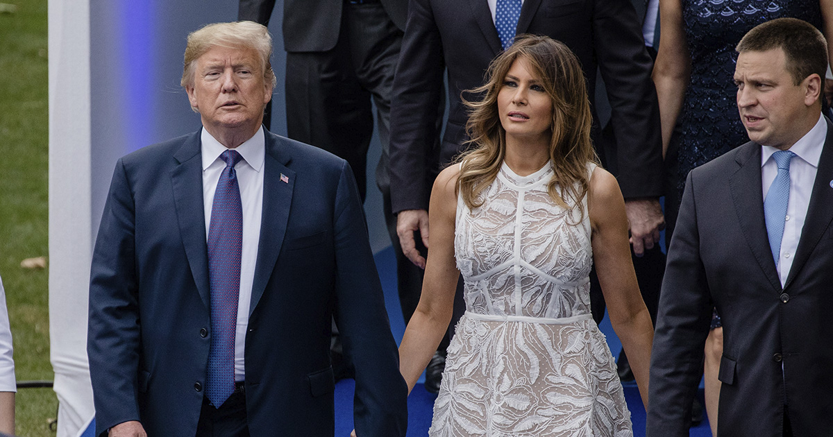 Melania Trump Wears Sheer White Dress at NATO Reception Closer