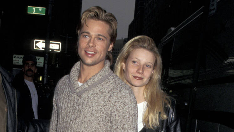 Brad Pitt and Gwyneth Paltrow on the set of 'The Devil's Own' in 1996