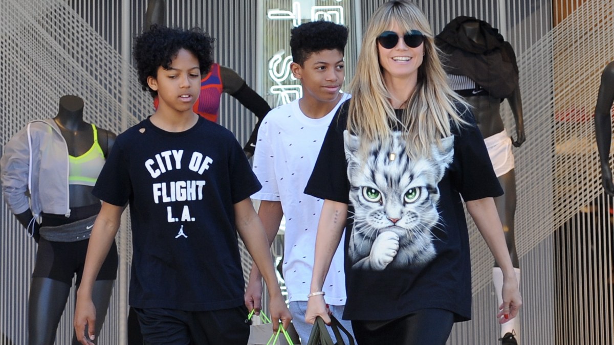 Heidi Klum Spotted in Giant Cat Shirt As She Hangs With Her 2 Sons