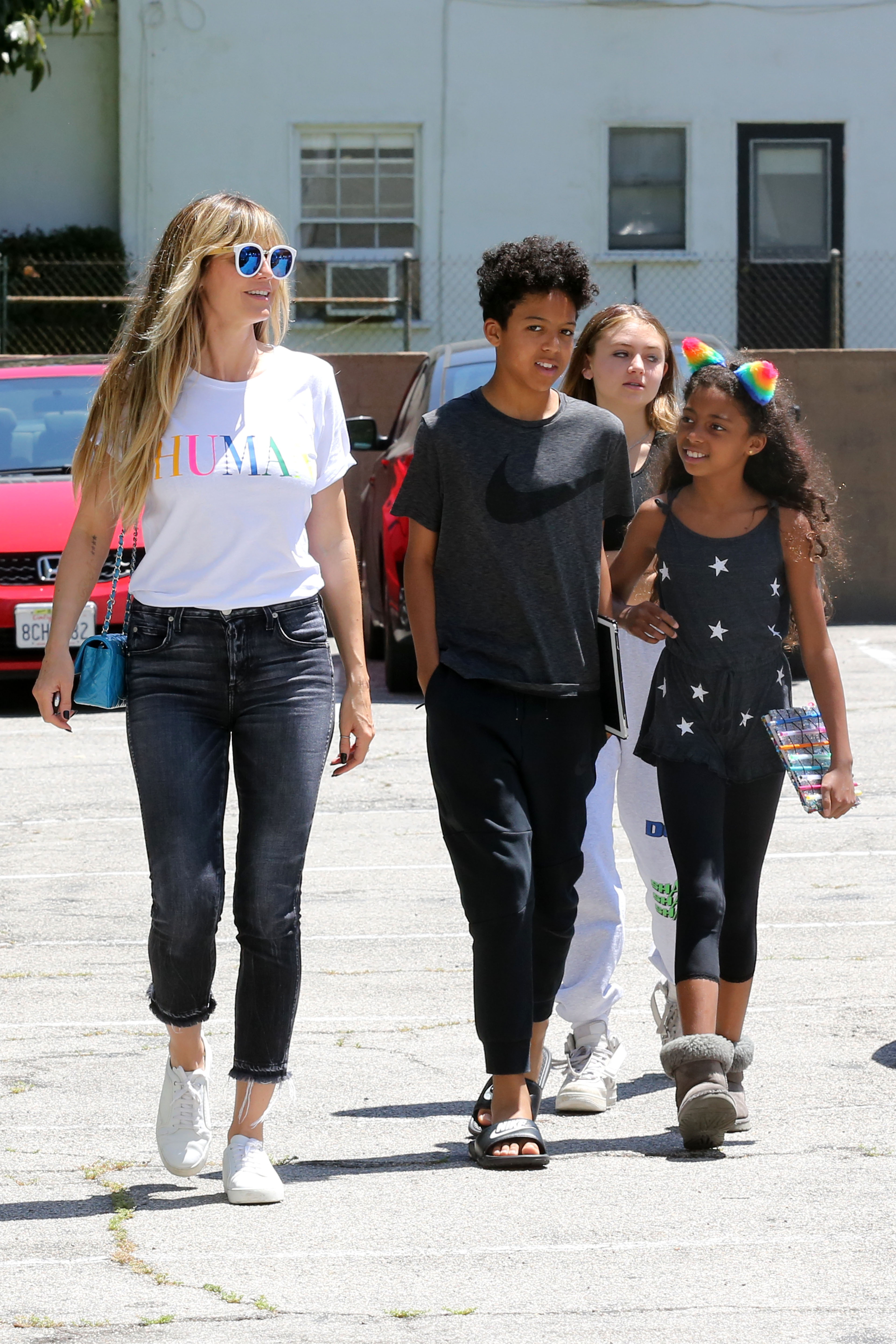 Heidi Klum Takes a Day to Go Shopping With 3 of Her Kids