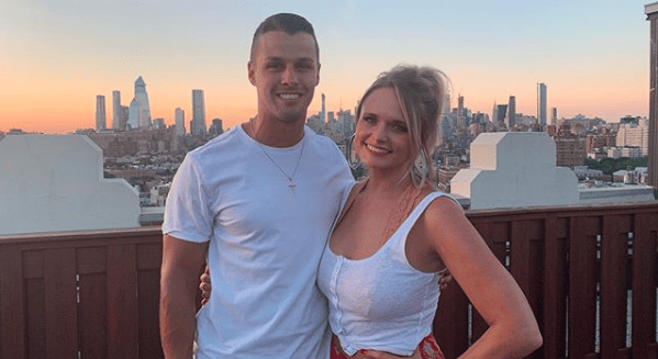 Miranda Lambert and husband Brendan McLoughlin posing in NYC