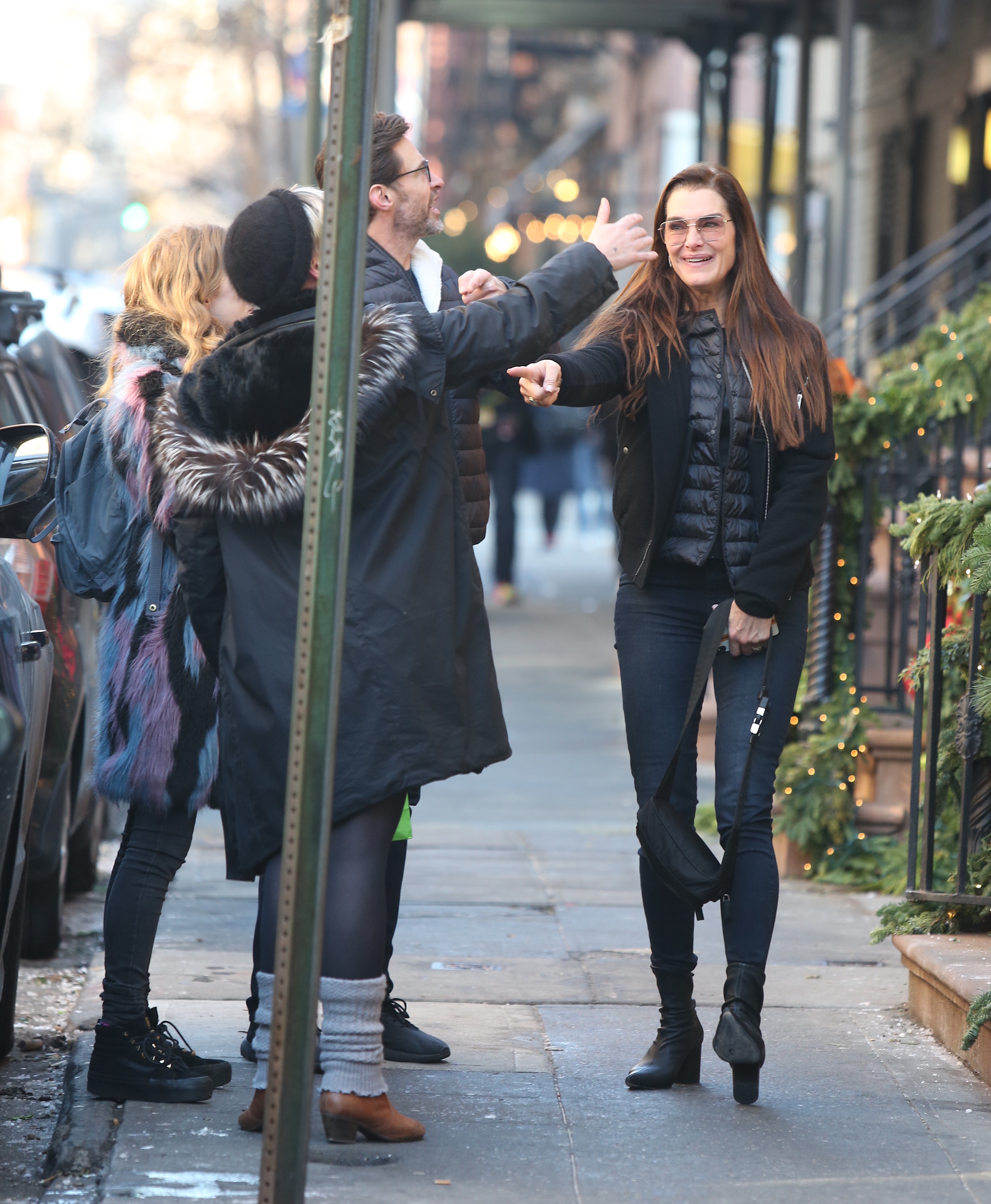 Hugh Jackman Running into Brooke Shields in the West Village