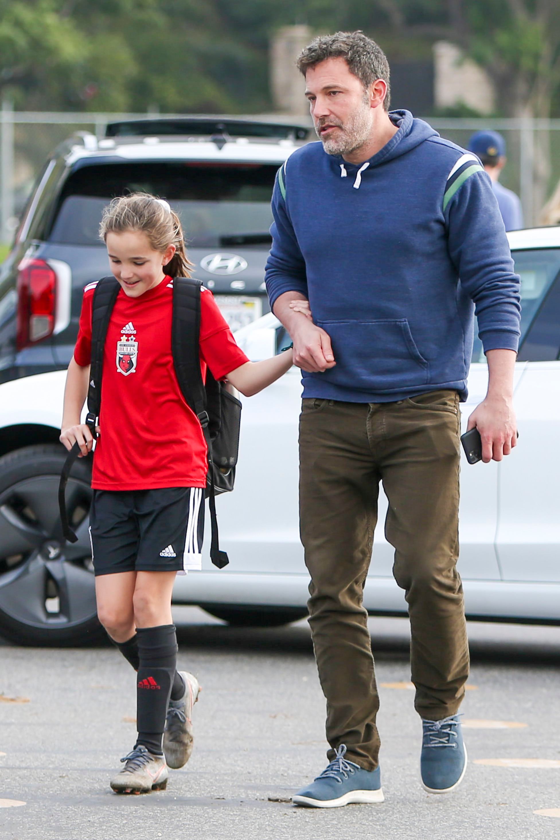 Ben Affleck Embraces Daughter Seraphina After Soccer Practice