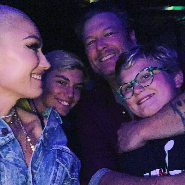 Gwen Stefani with her kids and Blake Shelton