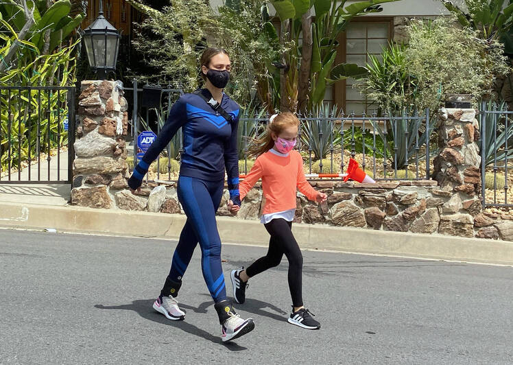 Jessica Alba out for a walk with her daughter in Los Angeles