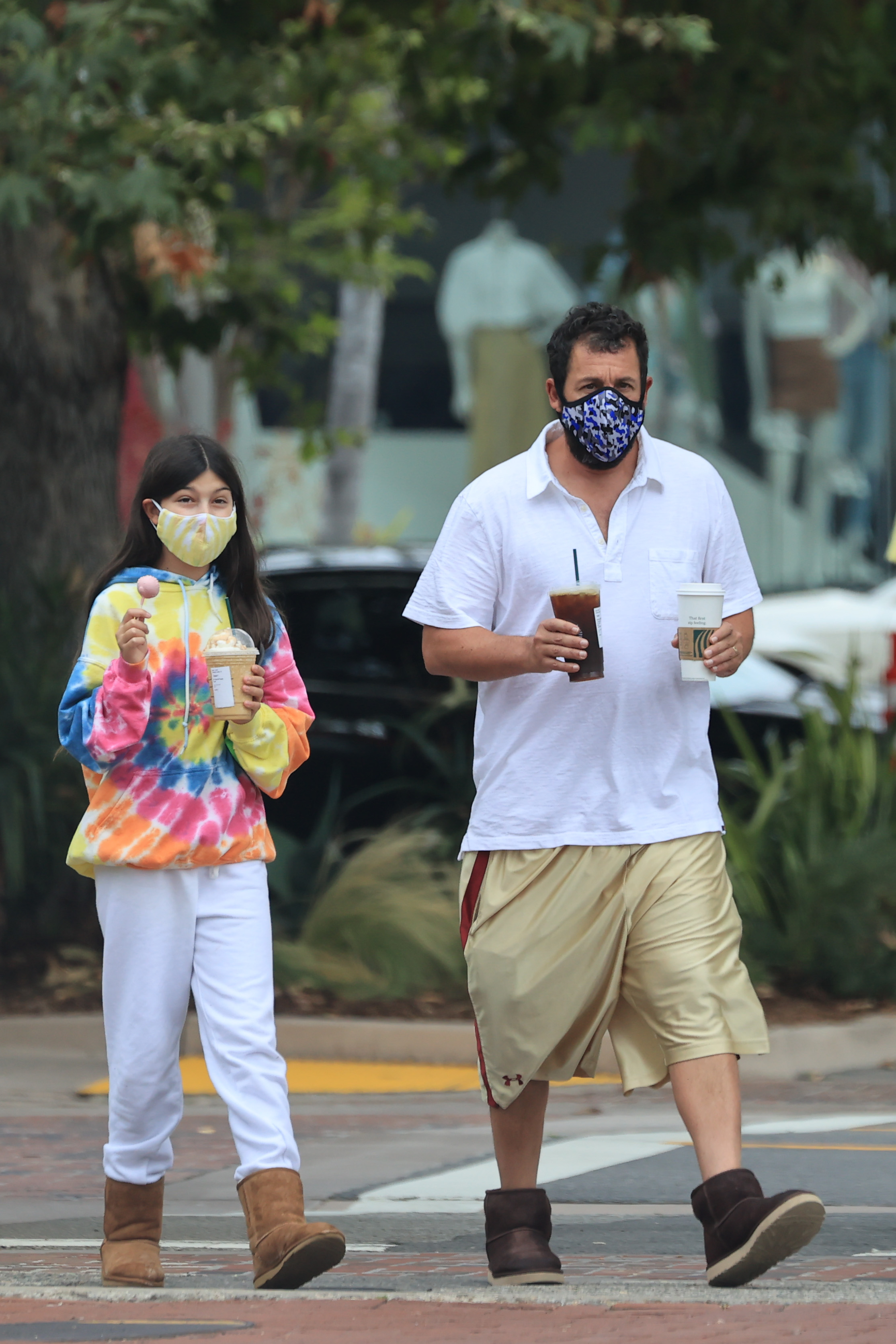 Adam Sandler Wife And Daughters 2020 - Adam Sandler And Daughter Sunny Grab Coffee In Rare Public Outing