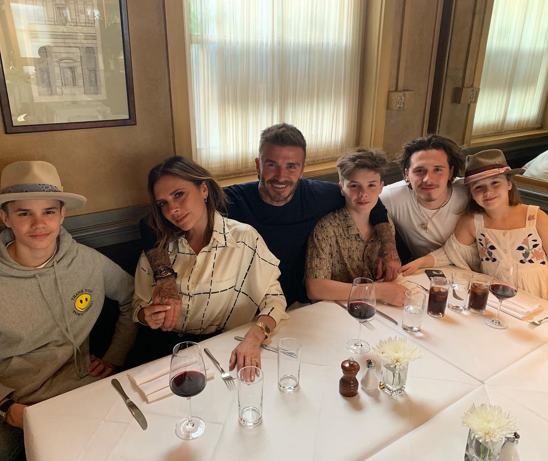 David Beckham, Kids Harper, Brooklyn and Cruz Attend Victoria