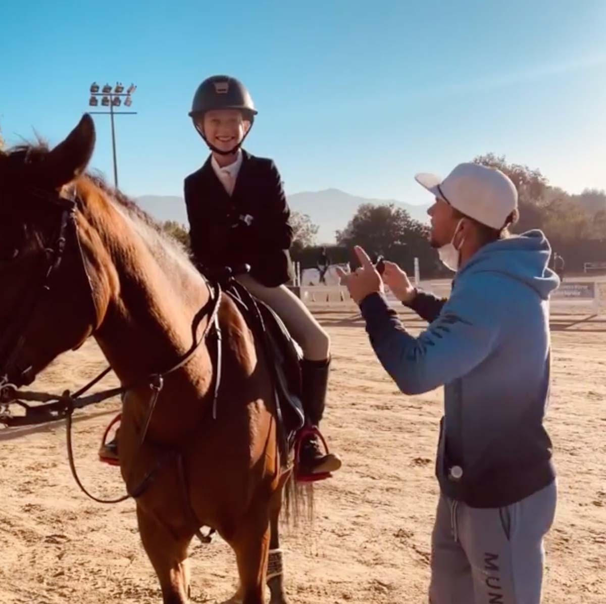 Mark Wahlberg, Wife Rhea Durham Pose with Daughter Grace and Her Horse