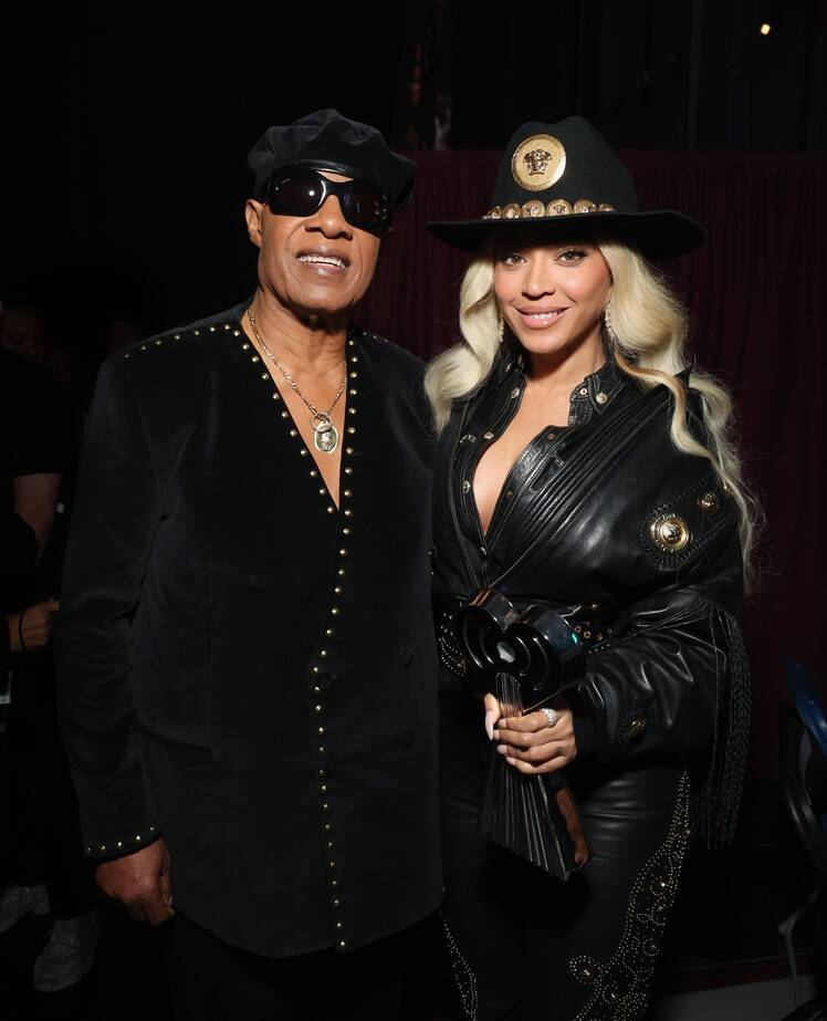 Stevie Wonder at the 2024 iHeartRadio Awards with Beyonce